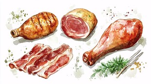 美味多样肉类食材展示