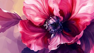 艳丽绽放的梦幻粉色花朵