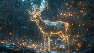 梦幻森林中的发光精灵鹿