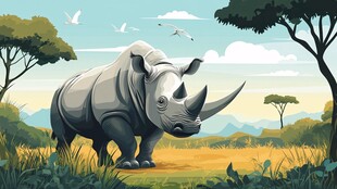 草原上的独角犀牛