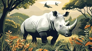 森林中的独角犀牛