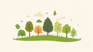 田园森林风景插画