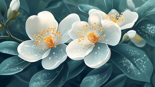 清新淡雅的绽放茉莉花