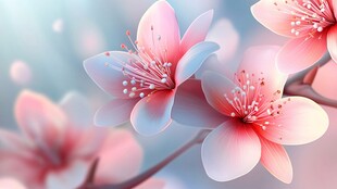 粉嫩桃花绽放枝头