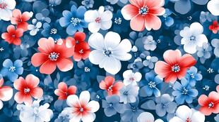 蓝底多彩花卉图案背景