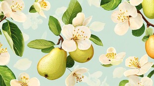 梨树枝头繁花与果实景象