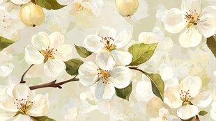 枝头绽放的唯美白色花朵