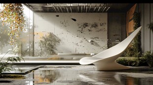 现代室内水景雕塑艺术空间