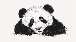 趴着的可爱熊猫