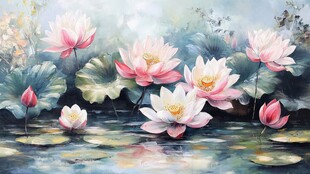 梦幻荷塘中的娇艳荷花