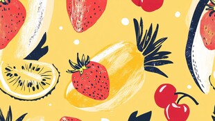 缤纷水果插画图案设计