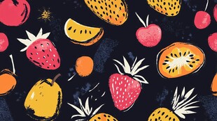 多彩手绘水果图案背景