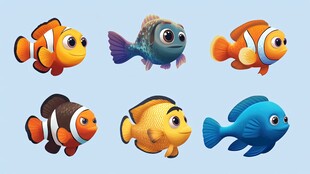 可爱卡通鱼类集合