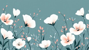 清新花卉插画背景图