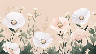 清新淡雅花卉插画背景图