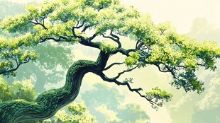 苍劲古松展自然之美