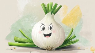 微笑的卡通大蒜超可爱