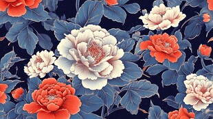 中式牡丹花卉图案设计