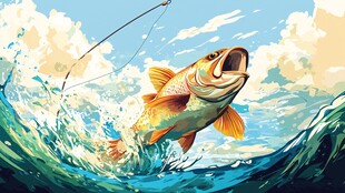 跃出水面的金黄大鱼