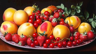 水果拼盘 桃莓樱桃的盛宴