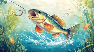 跃出水面的彩色大鱼