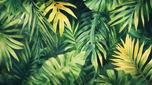 热带植物绿叶背景图案