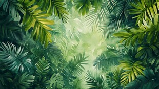 热带丛林绿意盎然背景图