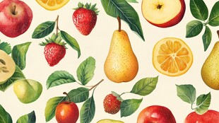 水果水彩插画图案设计