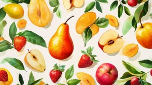 缤纷水果与绿叶的清新组合