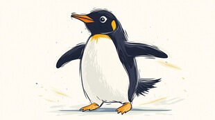 俏皮企鹅快乐迈步