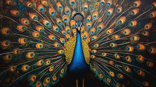 开屏孔雀的绚丽瞬间