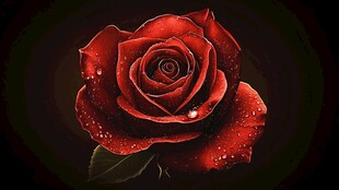 娇艳红玫瑰带露绽光彩