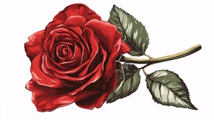 红玫瑰插画