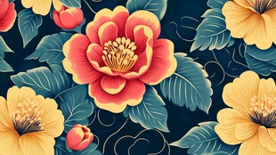 复古风花卉图案背景设计