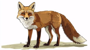 站立的红狐狸插画形象