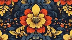 复古花卉图案精美装饰画