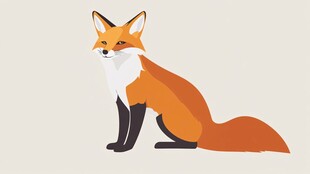 坐姿可爱的卡通小狐狸