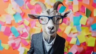 戴眼镜穿西装的山羊