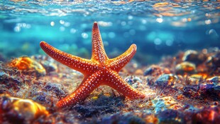 海底的艳丽海星
