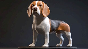 可爱比格犬雕塑展示