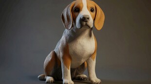 可爱小猎犬的逼真3D形象