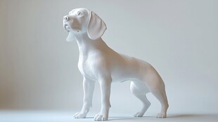 白色小狗雕塑 姿态优雅