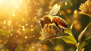 阳光下采蜜的辛勤小蜜蜂