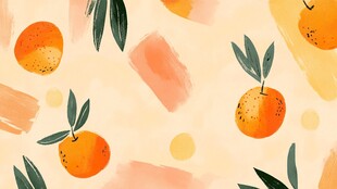 清新手绘风橙子背景图案