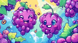 可爱葡萄卡通插画