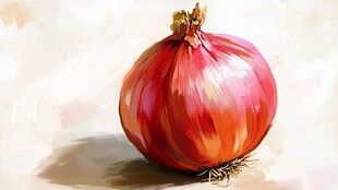 油画中的红洋葱