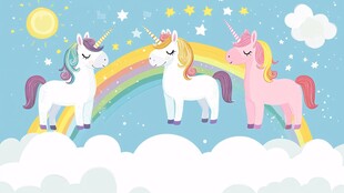 云端独角兽与彩虹梦幻场景