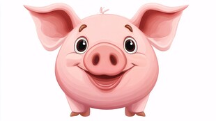 可爱粉色小猪卡通形象