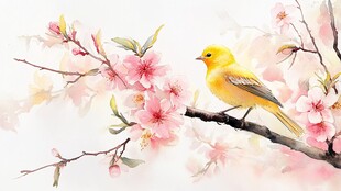 黄莺栖于繁花枝头