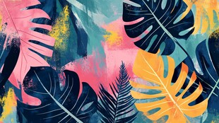 热带风情多彩植物图案